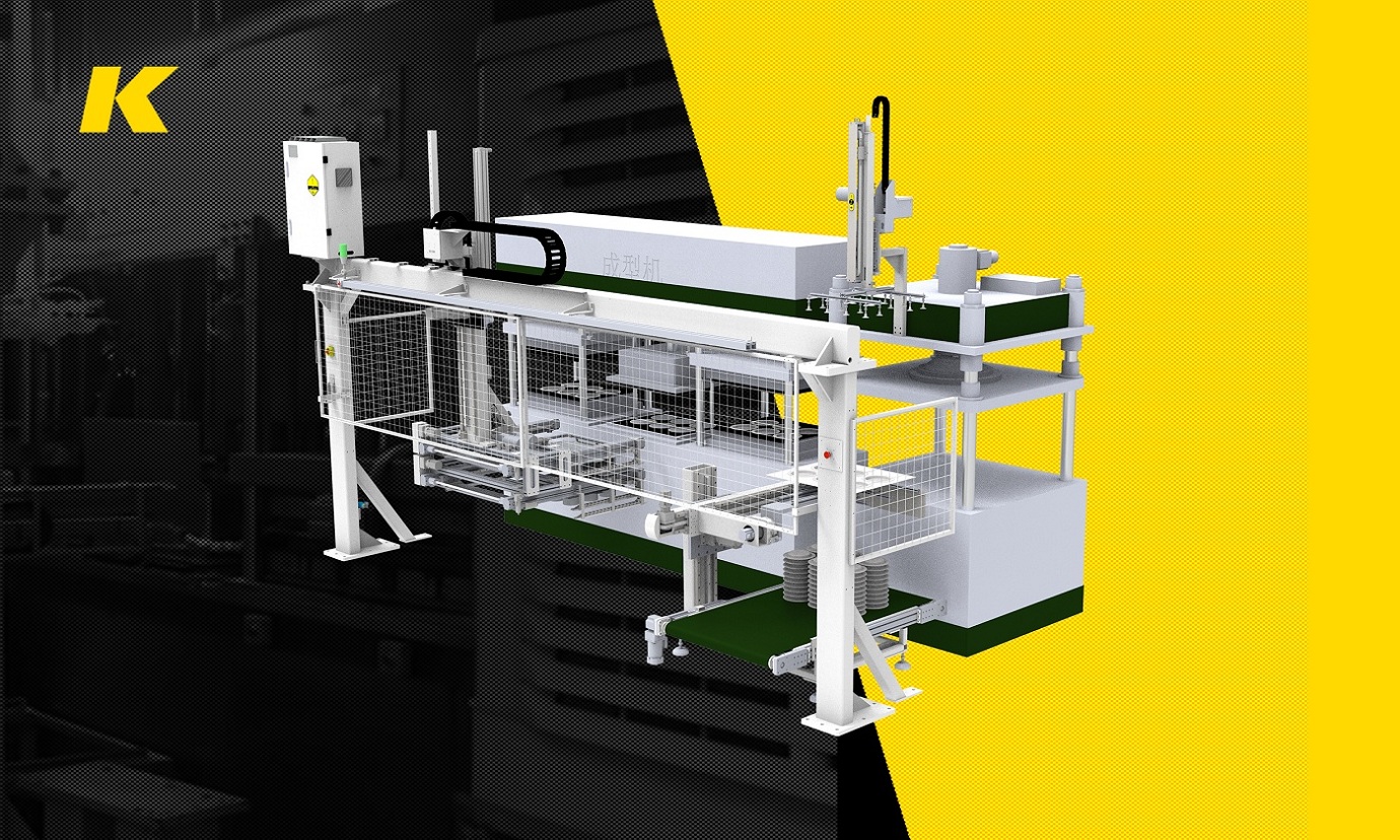 Robot arm for net turning on line trimming machine